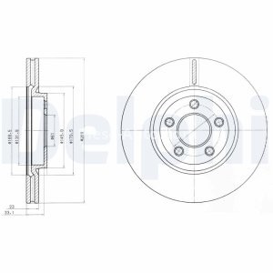 Set discuri frână DELPHI (2 buc.) ,față,  pentru: CHRYSLER PT CRUISER 1.6-2.4 06.00-12.10