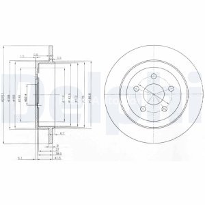 Set discuri frână DELPHI (2 buc.) spate, pentru: CHRYSLER CIRRUS, LE BARON, NEON, NEON II, PT CRUISER, SEBRING, STRATUS; DODGE NEON II, STRATUS; PLYMOUTH SUNDANCE 1.6-2.7 09.86- 3