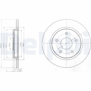 Set discuri frână DELPHI (2 buc.) spate, pentru: CHRYSLER GRAND VOYAGER V, VOYAGER V; DODGE GRAND, JOURNEY; FIAT FREEMONT 2.0D-3.8 10.07- 3