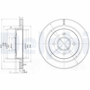 Set discuri frână DELPHI (2 buc.) spate, pentru: CHRYSLER LE BARON; FORD ESCORT CLASSIC, ESCORT V, ESCORT VI, ORION III, SCORPIO II, SIERRA II 1.3-3.0 01.89-08.00