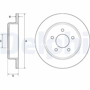 Set discuri frână DELPHI (2 buc.) spate, pentru: CHRYSLER RAM, VOYAGER III, VOYAGER IV; DODGE CARAVAN; JEEP CHEROKEE, WRANGLER II 2.0-4.0 01.95-