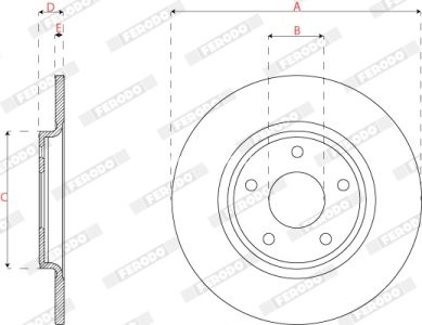 Set discuri frână FERODO (2 buc.) spate, (pentru frine intarite) se potrivește: CHRYSLER TOWN & COUNTRY, VOYAGER V; DODGE GRAND, JOURNEY; FIAT FREEMONT; LANCIA VOYAGER 2.0D-3.6LPG 09.10-