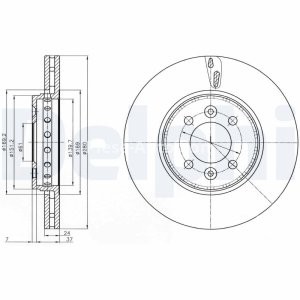 Set discuri frână DELPHI (2 buc.) ,față,  (puternic carbonatat; cu suruburi) pentru: DACIA DOKKER, DOKKER EXPRESS/MINIVAN, LODGY; RENAULT CAPTUR I, CLIO II, CLIO III 1.0-2.0 10.96- 3