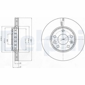 Set discuri frână DELPHI (2 buc.) ,față,  pentru: DACIA DUSTER, DUSTER/SUV; NISSAN JUKE, TERRANO, TOWNSTAR, TOWNSTAR/MINIVAN; RENAULT ARKANA I, CAPTUR II 1.0-Electric 10.07-