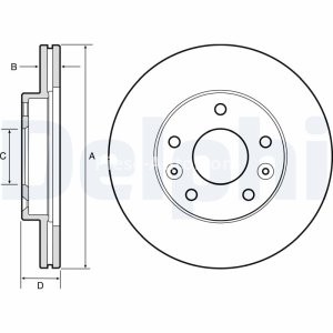 Set discuri frână DELPHI (2 buc.) ,față,  pentru: DACIA DUSTER, DUSTER/SUV; NISSAN TERRANO; RENAULT DUSTER, KAPTUR, MEGANE IV 1.0-2.0 04.10- 3