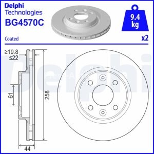 Set discuri frână DELPHI (2 buc.) ,față,  pentru: DACIA LOGAN II, LOGAN MCV II, SANDERO, SANDERO II, SANDERO III; RENAULT CLIO IV, CLIO IV/HATCHBACK 0.9-Electric 11.08-