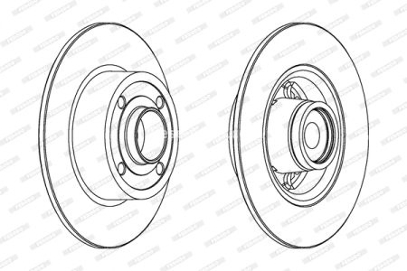 Disc frână FERODO, spate, (cu inel ABS) se potrivește: DACIA SANDERO II; NISSAN NOTE; RENAULT CLIO III, CLIO III/HATCHBACK, MEGANE II, MODUS, TWINGO II, WIND 0.9-2.0D 09.02- 3