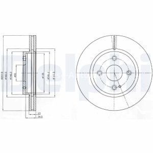 Set discuri frână DELPHI (2 buc.) ,față,  pentru: FIAT 124 SPIDER; MAZDA 2, MX-5 IV 1.3-2.0 07.07- 3