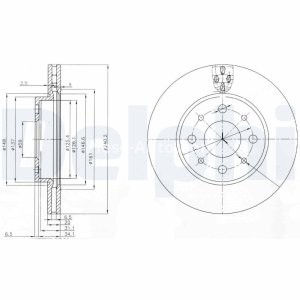 Set discuri frână DELPHI (2 buc.) ,față,  pentru: FIAT 500, 500 C, PANDA, PANDA/HATCHBACK; FORD KA 1.2-1.4CNG 09.03- 3