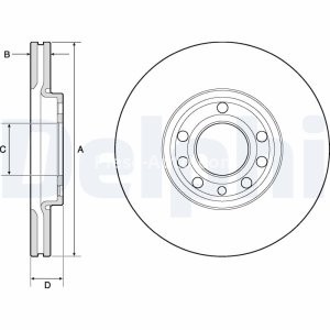 Set discuri frână DELPHI (2 buc.) ,față,  pentru: FIAT CROMA, CROMA/KOMBI; OPEL SIGNUM, VECTRA C, VECTRA C GTS; SAAB 9-3, 9-3X 1.6-2.8 04.02-02.15