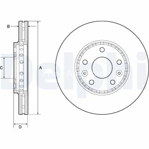 Set discuri frână DELPHI (2 buc.) ,față,  pentru: FIAT TALENTO; NISSAN NV300, PRIMASTAR; OPEL VIVARO B; RENAULT TRAFIC III 1.6D/2.0D 05.14-