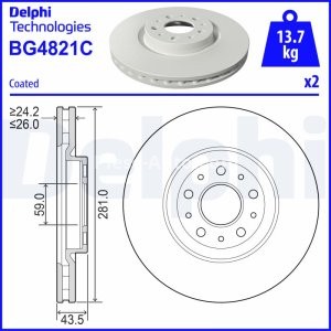 Set discuri frână DELPHI (2 buc.) ,față,  pentru: FIAT TIPO 1.0-1.6D 10.15-