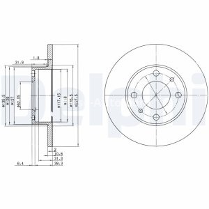 Set discuri frână DELPHI (2 buc.) ,față,/spate, pentru: FIAT 124, 124 SPIDER, 125, 127, 131, 132, 147, 900 T/E, 900 T/E PULMINO, ARGENTA, CAMPAGNOLA 0.6-2.5D 01.66-06.06