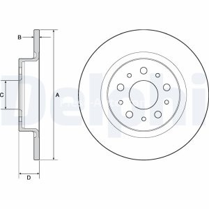 Set discuri frână DELPHI (2 buc.) spate, pentru: FIAT 500L 1.4/1.4LPG/1.6D 09.13- 3