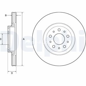 Set discuri frână DELPHI, față, pentru: FIAT BRAVO II, DOBLO, DOBLO CARGO, TIPO 1.0-1.6D 10.07-