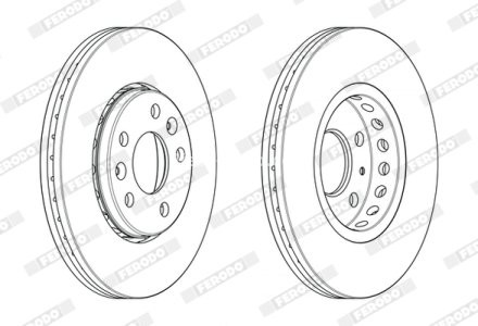 Set discuri frână FERODO (2 buc.) față, se potrivește: FIAT TALENTO; NISSAN NV300; OPEL VIVARO B; RENAULT TRAFIC III 1.6D/2.0D 05.14-