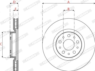 Set discuri frână FERODO (2 buc.) față, se potrivește: FIAT TIPO 1.3D-1.6D 10.15-