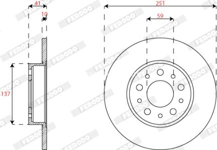 Set discuri frână FERODO (2 buc.) spate, se potrivește: FIAT TIPO 1.0-1.6D 10.15-