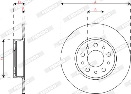 Set discuri frână FERODO (2 buc.) spate, se potrivește: FIAT TIPO 1.0-1.6D 10.15-