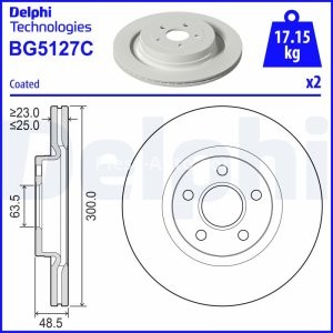 Set discuri frână DELPHI (2 buc.) ,față,  pentru: FORD TOURNEO CONNECT V408 NADWOZIE WIELKO, TRANSIT CONNECT, TRANSIT CONNECT V408/MINIVAN 1.0-1.6D 02.13- 1