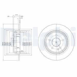 Set discuri frână DELPHI (2 buc.) spate, pentru: FORD FOCUS II, GALAXY II, GALAXY MK II, KUGA I, MONDEO IV, S-MAX; LAND ROVER FREELANDER 2, RANGE ROVER EVOQUE 1.6-2.5 10.05-12.19 2