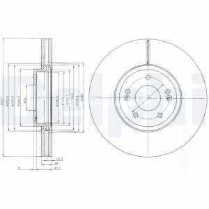 Disc frână DELPHI, față, pentru: HYUNDAI GRAND SANTA FÉ, SANTA FE IV, SANTA FE IV/SUV, SANTA FÉ II, SANTA FÉ III, SANTA FÉ II/SUV; KIA SORENTO II, SORENTO III 2.0D-3.5 03.06- 3