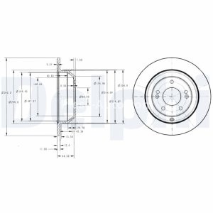 Set discuri frână DELPHI (2 buc.) spate, pentru: HYUNDAI GRAND SANTA FÉ, SANTA FÉ II, SANTA FÉ III, SANTA FÉ II/SUV; KIA SORENTO II, SORENTO II/SUV 2.0D-3.0 03.06- 3