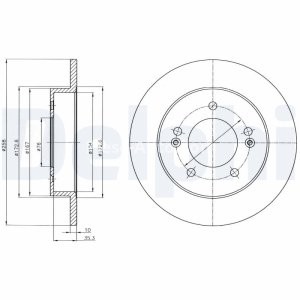 Set discuri frână DELPHI (2 buc.) spate, pentru: HYUNDAI IX20; KIA VENGA 1.4-1.6LPG 02.10- 2