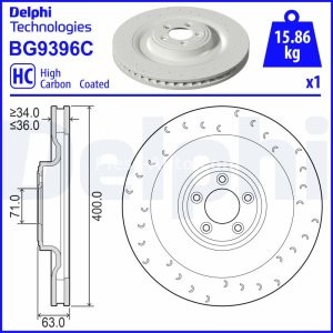 Disc frână DELPHI ,față, dreapta, pentru: JAGUAR XK II 3.6/4.2/5.0 03.06-07.14 3