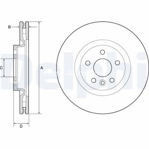 Disc frână DELPHI, față, pentru: JAGUAR E-PACE; LAND ROVER DISCOVERY SPORT, RANGE ROVER EVOQUE 2.0-2.2D 06.11- 3