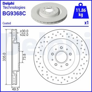Disc frână DELPHI, față, pentru: JAGUAR XK 8 4.2 08.02-12.06