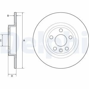 Set discuri frână DELPHI (2 buc.) spate, pentru: JAGUAR E-PACE; LAND ROVER DISCOVERY SPORT 2.0-2.2D 09.14-
