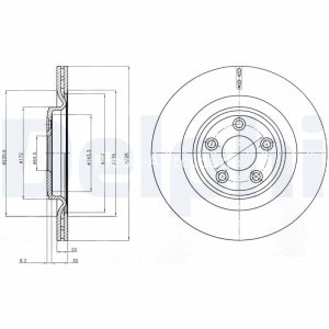 Set discuri frână DELPHI (2 buc.) spate, pentru: JAGUAR S-TYPE II, XF I, XF II, XF SPORTBRAKE, XJ, XK II 2.0-5.0 01.99-