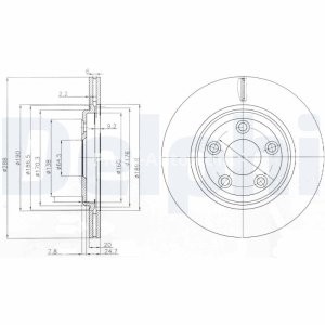 Set discuri frână DELPHI (2 buc.) spate, pentru: JAGUAR S-TYPE II, XJ; LINCOLN LS 2.5-4.2 05.98- 3