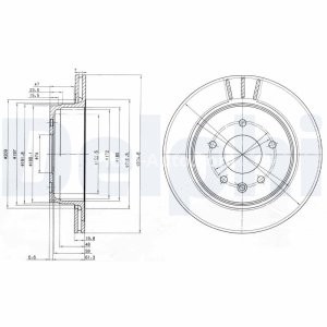 Set discuri frână DELPHI (2 buc.) spate, pentru: JAGUAR XJ, XK 8, XK II 3.2-6.0 09.89-07.14 3