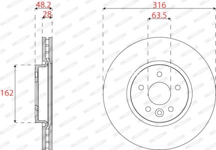 Disc frână FERODO, față, se potrivește: JAGUAR XE 2.0/2.0D 03.15-