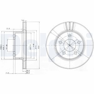 Set discuri frână DELPHI (2 buc.) ,față,  pentru: JEEP CHEROKEE, COMANCHE, GRANDEER, WRANGLER I 2.1D-4.2 09.79-09.01