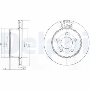 Set discuri frână DELPHI (2 buc.) ,față,  pentru: JEEP CHEROKEE, WRANGLER II 2.4-4.0 10.84-04.07