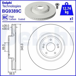 Disc frână DELPHI, față, pentru: KIA STINGER 2.0 06.17-