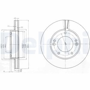 Set discuri frână DELPHI (2 buc.) ,față,  pentru: KIA SORENTO I 2.4-3.5 08.02-12.11 3