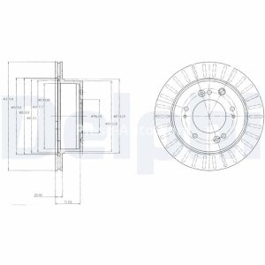 Set discuri frână DELPHI (2 buc.) spate, pentru: KIA SORENTO I; MITSUBISHI PAJERO CLASSIC 2.4/2.5D/3.3 07.01-