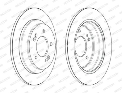 Set discuri frână FERODO (2 buc.) spate, se potrivește: KIA CARENS IV 1.6/1.7D/2.0 03.13-