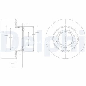Set discuri frână DELPHI (2 buc.) spate, pentru: LAND ROVER 110/127, 90 I, DEFENDER, DISCOVERY I, RANGE ROVER I, RANGE ROVER II 2.0-4.3 07.70-02.16