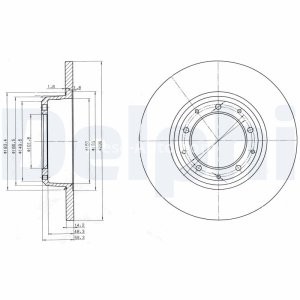 Set discuri frână DELPHI (2 buc.) spate, pentru: LAND ROVER DEFENDER 2.2D-3.9 08.90-02.16