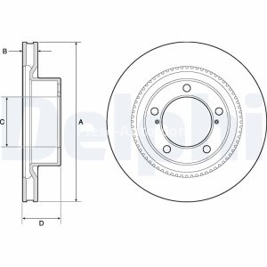 Disc frână DELPHI, față, pentru: LEXUS LX; TOYOTA LAND CRUISER 200, SEQUOIA, TUNDRA 4.0-5.7ALK 02.99- 3