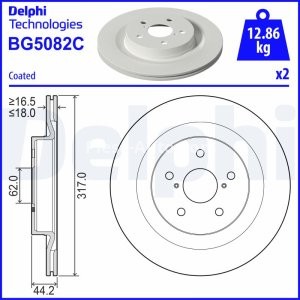 Set discuri frână DELPHI (2 buc.) spate, pentru: LEXUS UX; SUZUKI ACROSS; TOYOTA RAV 4 V 2.0-Electric 12.18-
