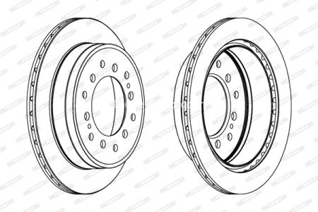 Set discuri frână FERODO (2 buc.) spate, se potrivește: LEXUS GX; TOYOTA 4 RUNNER IV, FJ CRUISER, LAND CRUISER, LAND CRUISER 90, LAND CRUISER PRADO, SEQUOIA 2.7-4.7 05.93- 3