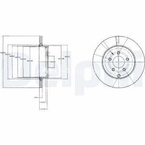 Set discuri frână DELPHI (2 buc.) spate, pentru: MAZDA CX-7, CX-9 2.2D/3.5/3.7 09.06- 3