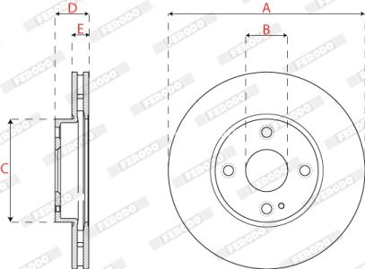Disc frână FERODO, față, se potrivește: MAZDA 2, MX-5 IV, MX-5 RF TARGA 1.5/1.5D/1.5H 08.14-