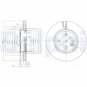 Set discuri frână DELPHI (2 buc.) ,față,  pentru: MINI (R50, R53), (R56), (R57), (R58), (R59), CLUBMAN (R55), CLUBVAN (R55) 1.4-2.0D 03.06-06.15
